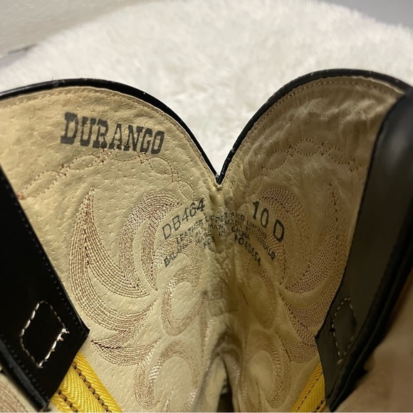 Durango Cowboy Boots Mens Size 10D Western Leather Toe Cap Brown Black DB464 - Picture 4 of 10